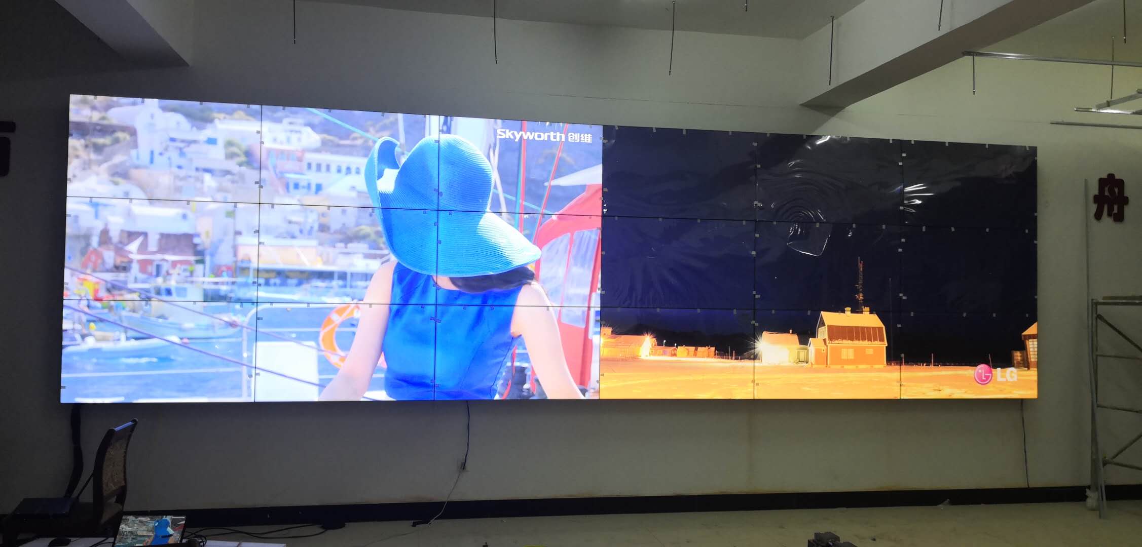 55寸3.5mm液晶拼接屏-液压支架-甘肃酒泉市肃州区安装项目
